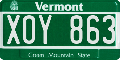 VT license plate XOY863