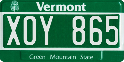 VT license plate XOY865