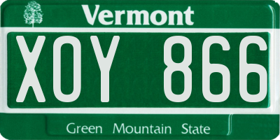 VT license plate XOY866