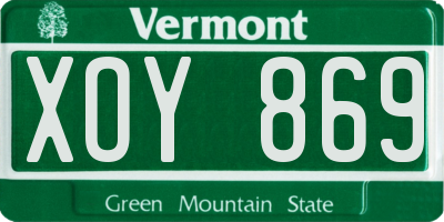 VT license plate XOY869