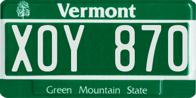 VT license plate XOY870