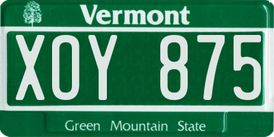 VT license plate XOY875