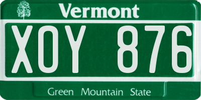 VT license plate XOY876