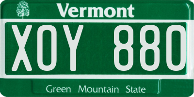 VT license plate XOY880