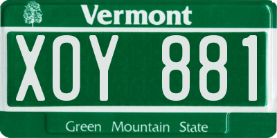 VT license plate XOY881