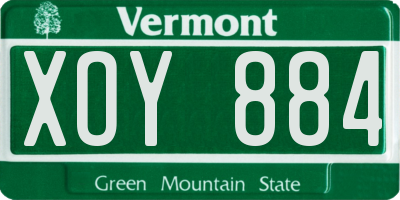 VT license plate XOY884