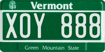 VT license plate XOY888