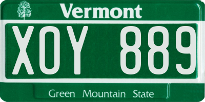 VT license plate XOY889