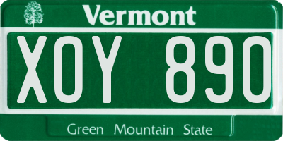 VT license plate XOY890
