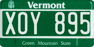 VT license plate XOY895