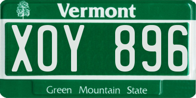 VT license plate XOY896