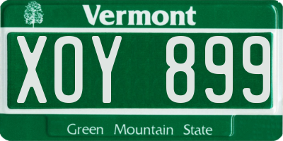 VT license plate XOY899