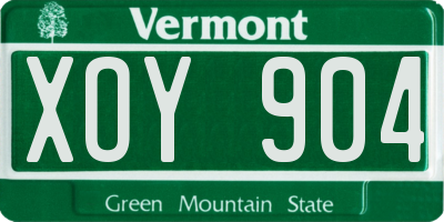 VT license plate XOY904