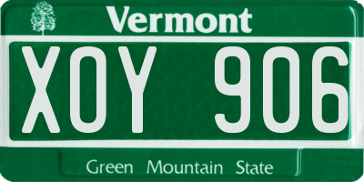 VT license plate XOY906