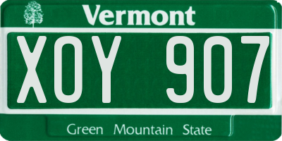 VT license plate XOY907