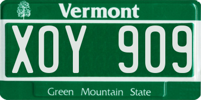 VT license plate XOY909