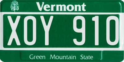 VT license plate XOY910