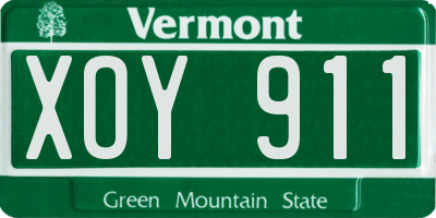 VT license plate XOY911