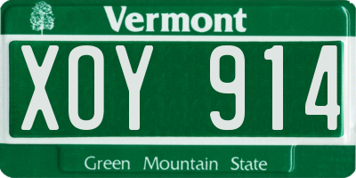 VT license plate XOY914