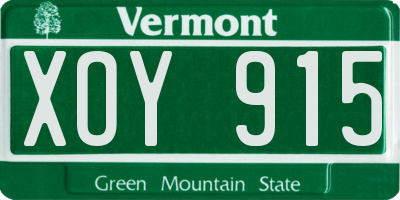 VT license plate XOY915