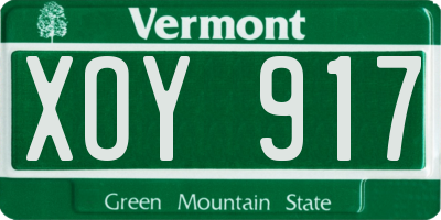 VT license plate XOY917