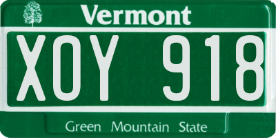 VT license plate XOY918