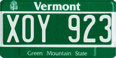VT license plate XOY923