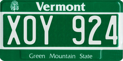 VT license plate XOY924