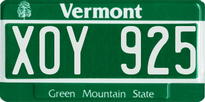 VT license plate XOY925