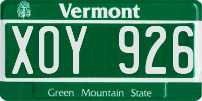 VT license plate XOY926