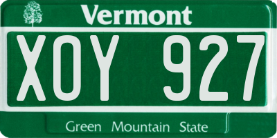 VT license plate XOY927