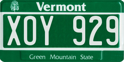 VT license plate XOY929