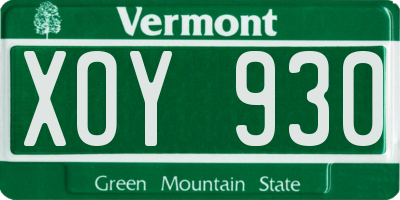 VT license plate XOY930