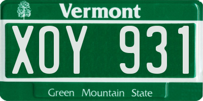 VT license plate XOY931