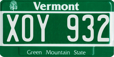VT license plate XOY932