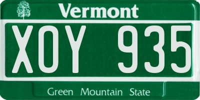 VT license plate XOY935