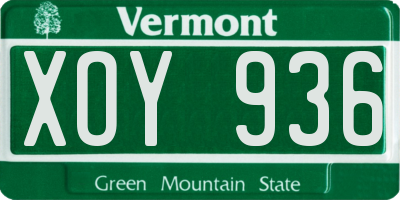 VT license plate XOY936