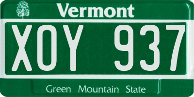 VT license plate XOY937