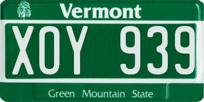 VT license plate XOY939