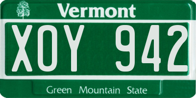VT license plate XOY942