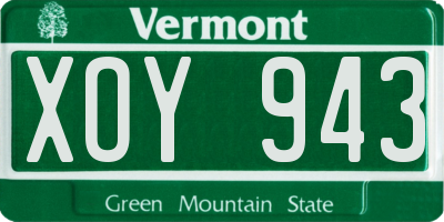 VT license plate XOY943