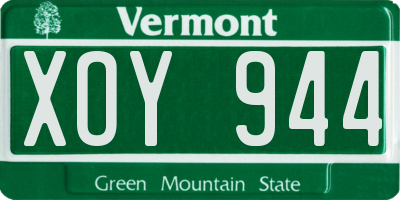 VT license plate XOY944
