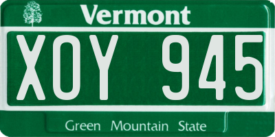 VT license plate XOY945