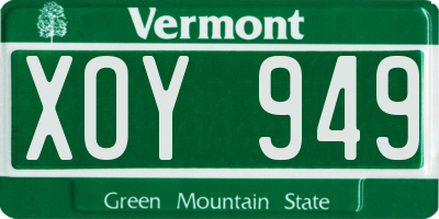 VT license plate XOY949