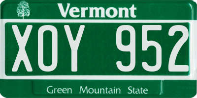 VT license plate XOY952