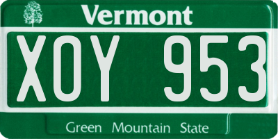 VT license plate XOY953