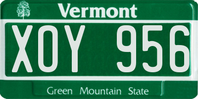 VT license plate XOY956