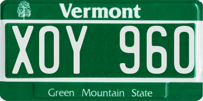 VT license plate XOY960