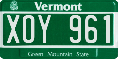VT license plate XOY961