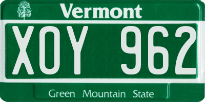 VT license plate XOY962